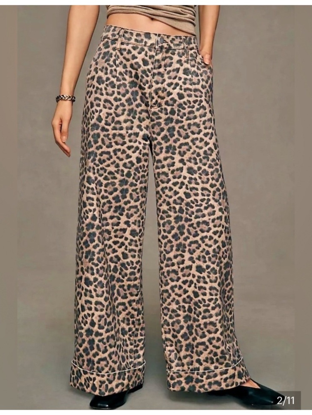 Anthropologie PILCRO Leon Double Hem High-Rise Wide-Leg Cuffed Jeans 27